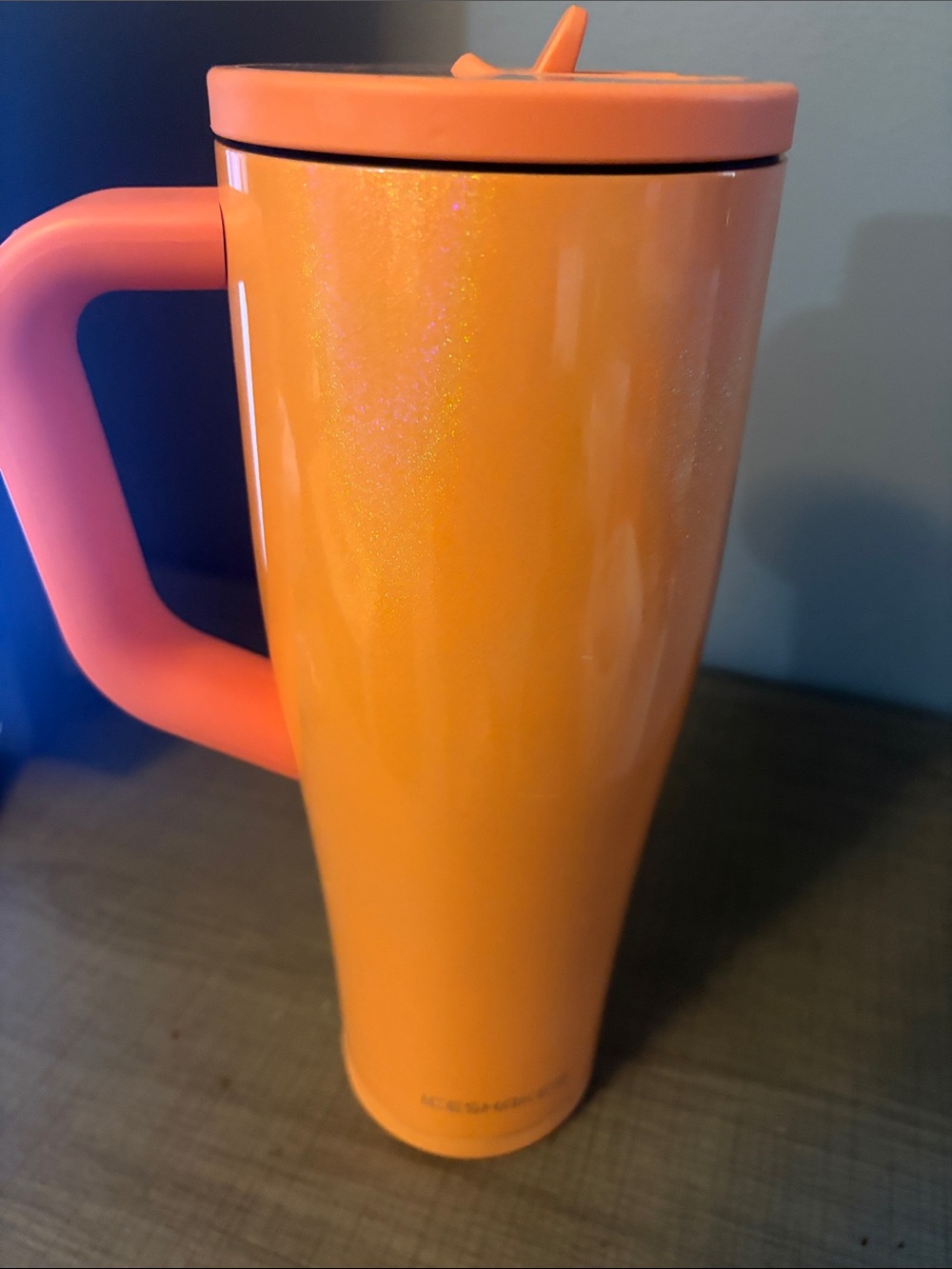 Orange Insulated Travel Mug with Comfortable Handle 40 OZ